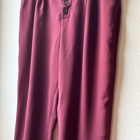 Anthropologie Sasha Button Fly Tapered High Rise Trousers Pants Wine Red Sz 8 - Picture 7 of 15